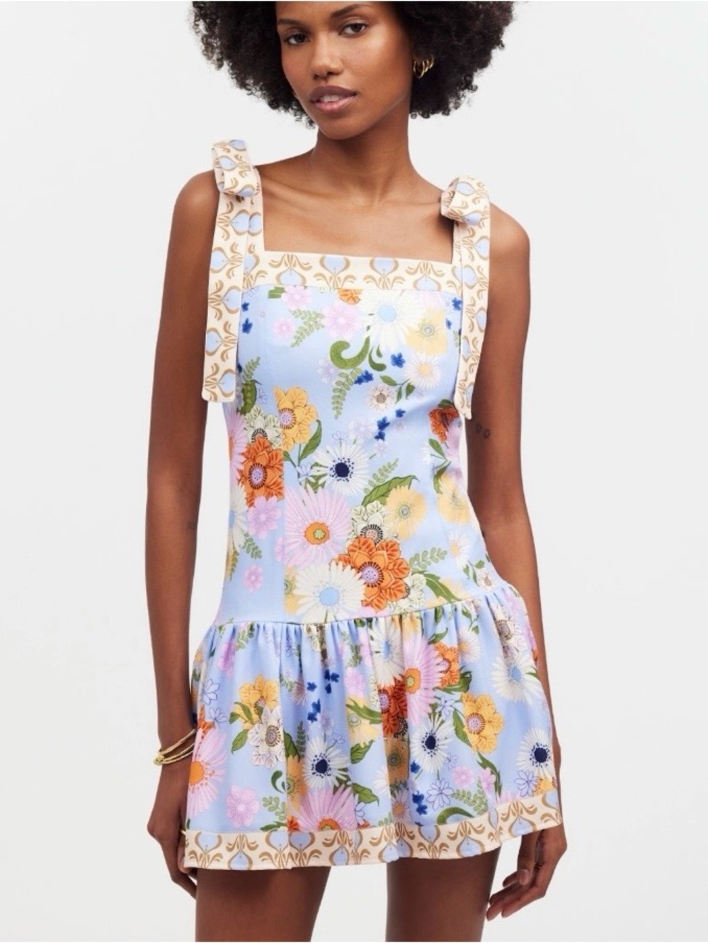 Madewell X Agua Bendita Pastel Floral Tie-Shoulder Sundress Sz M NWT